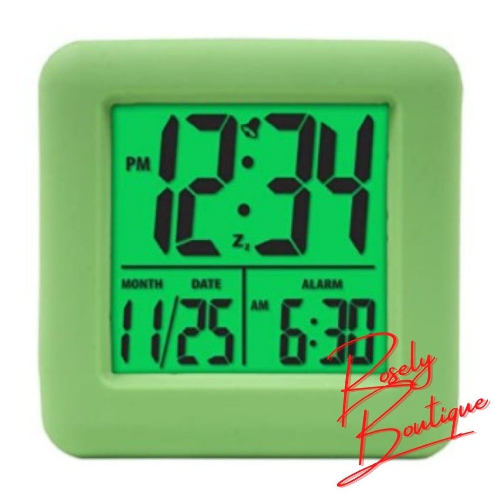 LCD Cube Alarm Clock Green - Picture 2 of 3